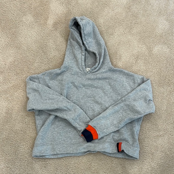 Gray Hoodie with Red and Blue Accents